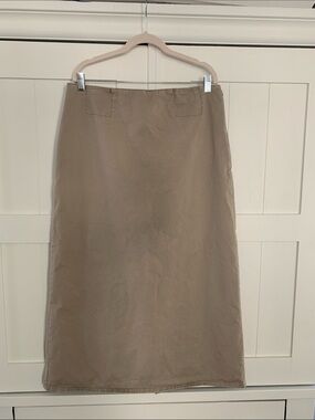 Vintage Y2K Calvin Klein long khaki cotton skirt - Size 14